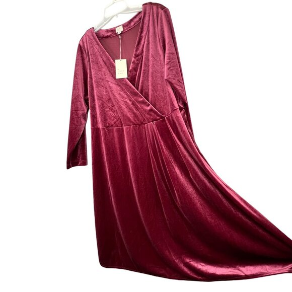 Velvet Crossover Dress XXL Mauve Dusty Rose Burgundy Long Sleeve A New Day NWT - Picture 1 of 7